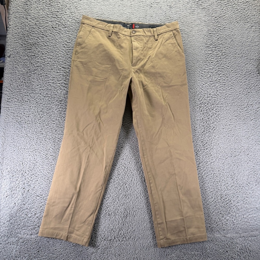 Dockers Smart 360 Flex Pant Mens 36x30 Beige Cotton Khakis Straight Leg Stretch